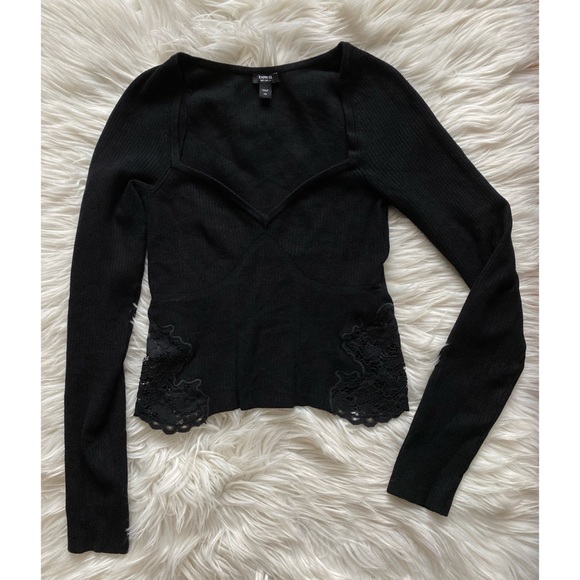 EXPRESS body contour lace pierced sweater - Picture 3 of 8